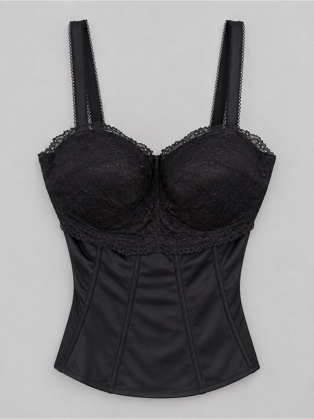 Soma Black Lace Satin Bustier with Structured Boning